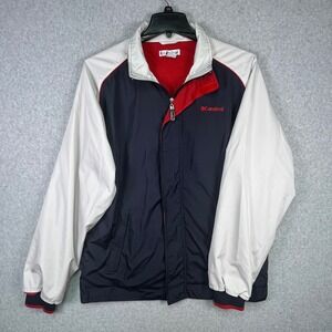 Carnival Windbreaker Jacket Men's Large Navy White Red Full Zip Mesh Lined
